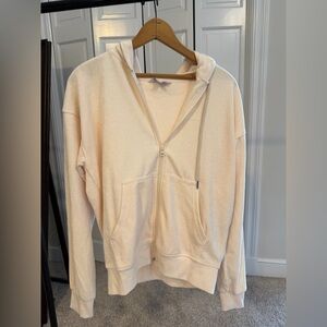 Women's Casual Cream Zip-Up Hoodie